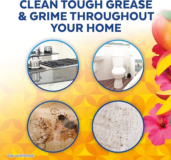 Lysol All-Purpose Cleaner, Sanitizing and Disinfecting Spray, To Clean and Deodorize, Mango & Hibiscus Scent, 32oz (Pack of 2)