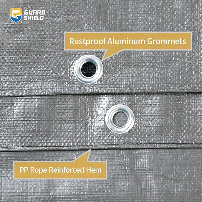 GUARD SHIELD Heavy Duty Tarp 12x16 Feet Silver/Black Multi Purpose Thick Waterproof Poly Tarp Cover 10mil