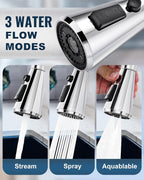 ALEASHA Pull Down Spray Head for Kitchen Faucet,3-Function Sink Spray Nozzle with 9 Adapters,Kitchen Faucet Head Replacement Compatible with American Standard Faucets,Chrome
