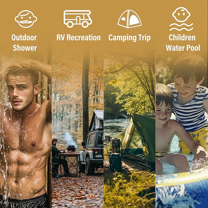 Tankless Water Heater 10L, Portable Propane Camping Water Heater 2.6GPM with Handle Overheating Multi-Protection, Instant Gas Hot Water Warmer for Outdoors RV Trips Shower Boat Cabins,White