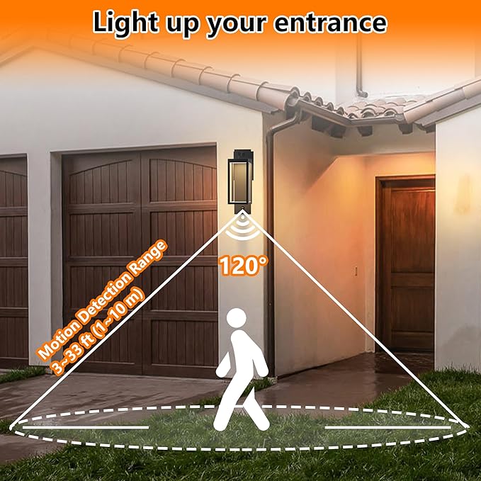 Dusk to Dawn Outdoor Wall Light with Built-in LED, 3 Adjustable Modes, All Aluminum Waterproof IP65 - Exterior Light Fixture for Porch, Garage, Front Door, House, 2 Pack