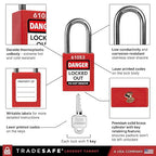 TRADESAFE Lockout Tagout Locks Set - 10 Red Loto Locks, Lockout Locks Keyed Different, 1 Key Per Lock, OSHA Compliant Lock Out Tag Out Padlocks, Safety Padlocks for Electrical Lockout Tag Out Kits