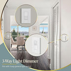 TOPGREENER Dimmer Light Switch, LED Dimmer Switches for 300W Dimmable LED/CFL Lights and 600W INC/HAL Bulbs, Single Pole/3-Way,Neutral Wire Not Required, Wall Plate Included, UL Listed, 2 Pack,White