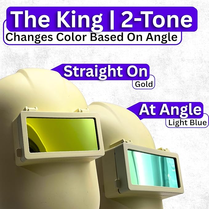 The King 2-Tone | Gold/Blue Shade 12 Welding Lens | Changes Color With Angle - Gold/Blue | 2" x 4.25" | Extremely Clear Fixed Shade 2x4 Welding Lens | Ridge Products Welding Lens
