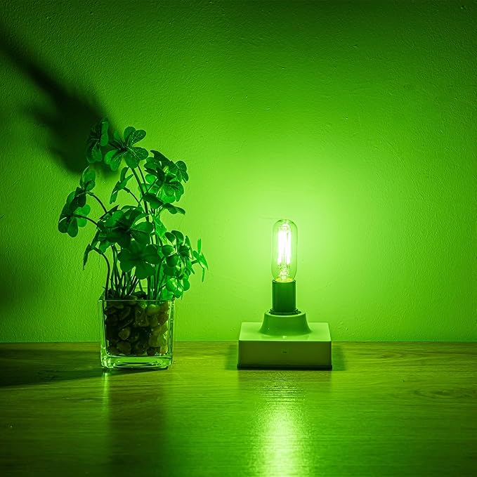 E12 Green Light Bulb Colored Chandelier Light Bulbs, 4W 40 Watt Equivalent Dimmable Green Candelabra Light Bulbs, 6 Pack