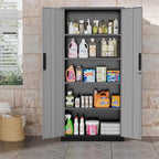 Greenvelly Metal Garage Storage Cabinet, 72" Black Gray Tool Steel Locking Cabinet with Doors and 4 Shelves, Tall Cabinets for Garage Storage Systems Lockable File Cabinet for Home Office,Garage