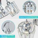 Modern Bathroom Vanity Light, 5-Light Chrome Wall Sconce with Crystal Accents, Over Mirror Bathroom Lighting Fixture, 42.52" Long Dimmable Vanity Lamp for Makeup, Easy Installation