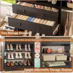 Closet System - 5FT Small Closet System with Drawers, 60" Closet Organizer System with Reversible Hanging Shelving, Closet Systems for Small/Walk-in Closets, Black