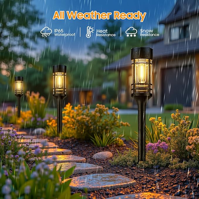 LETMY 12 Pack Solar Pathway Lights Outdoor, Solar Lights Outdoor Waterproof IP65, Bright Solar Garden Lights Outdoor, Auto On/Off Outdoor Solar Lights for Yard Walkway Driveway Landscape Garden Decor