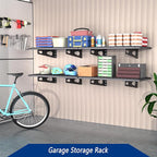 4-Pack 1.5x3FT Garage Shelving 17.7-inch-by-35.8-inch Wall Shelf Garage Storage Rack Wall Mounted Floating Shelves,Black