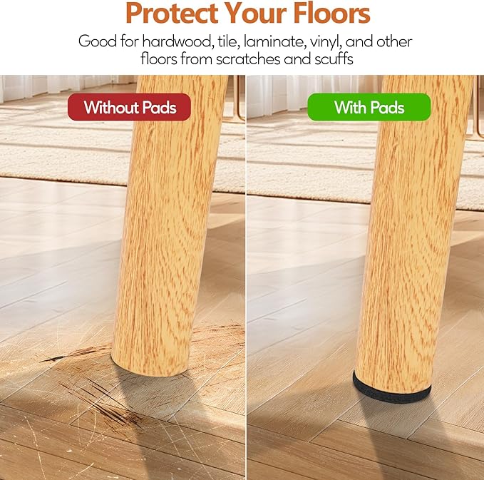 Furniture Pads 300 Pieces Felt Furniture Pads Premium Huge Pack, BAIPOK Self Adhesive Anti Scratch Floor Protectors for Desk Chair Legs and 60 Rubber Bumpers for Hardwood Tile Floor