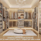 Aheaplus Closet System Set of 2, 4-9Ft Wood Closet Organizer with Drawers & Shelves, Closet Organizer System with 8 Hanging Rods, Walk-in Closets Organizer Wardrobe Closet Rack, Grey1