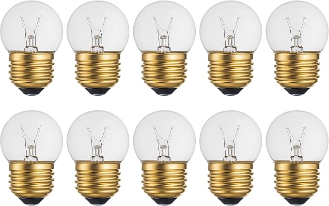 OHLECTRIC 10 Pack - S11 Clear Night Bulbs | Dimmable | 7.5W Incandescent Light Bulb with E26 Medium Base | 40 Lumens Brightness | 2700K Warm White Light for Home Illumination