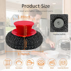 2Pack Stainless Steel Wool Scrubber with Rubber Handle & 2 Pads for Cleaning Dishes, Kitchen Pots, Pans, Grills (Red+Black)