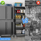 Metal Garage Storage Cabinet with 2 Drawers and 2 Adjustable Shelves, Rolling Tool Storage Cabinet with Wheels and Locking Doors for Garage, Warehouse, Assembly Required, Black