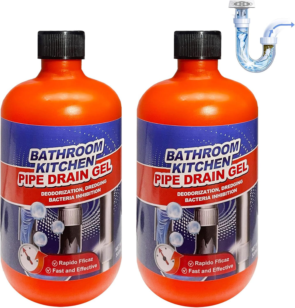 drain clog remover,Drain Clog Dissolver, Drain Opener-Cleaner,Toilet Clog Remover-Professional Strength Liquid Pipe Build Up Remover 500mL per bottle (2 pcs)