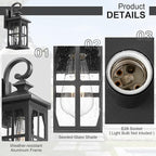 Darkaway Outdoor Light Fixtures Wall Mount, Outdoor Wall Lights Exterior Lighting Fixtures Waterproof Black Outside Wall Sconce with Seeded Glass for House Porch Hallway Garage Front Door