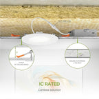 ASD 24 Pack 3 Inch LED Recessed Light 6W, 5 CCT 2700K-5000K CRI90+, IC Rated Ultra Thin Dimmable Ceiling Lights with J Box, Canless Wafer Downlight, Round Slim Panel Lighting, UL Energy Star, White