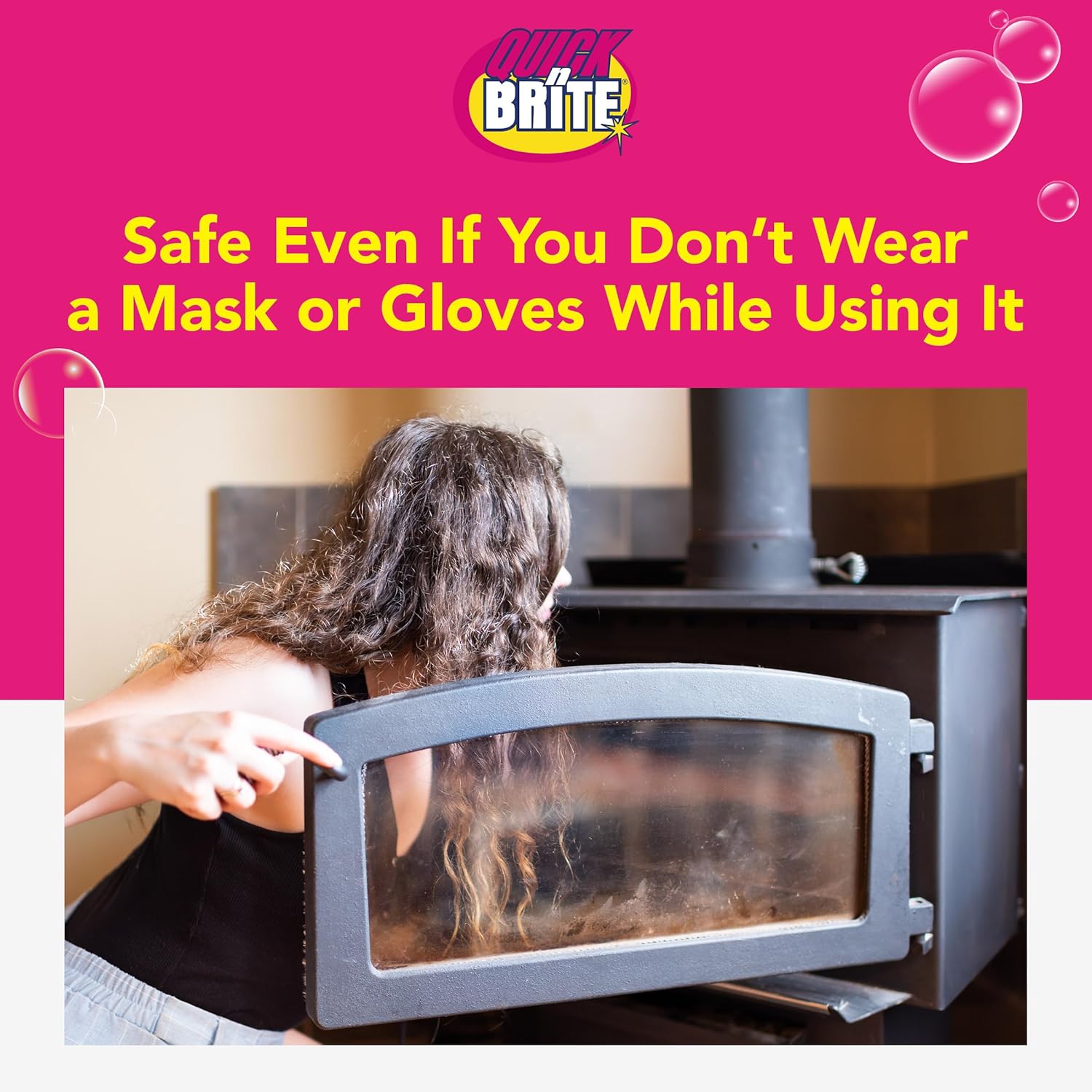 Quick ‘n Brite Fireplace Gel Cleaner for Brick, Stone, Rock, Tile, and Marble, Nonabrasive Fireplace Cleaner, Made in the USA, 16 oz (Pack of 2)