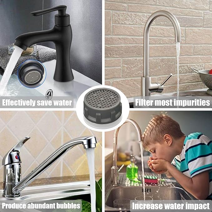 Faucet Aerator, 1.5 GPM Restrictor Plug-in Faucet Aerator Bathroom or Kitchen Replacement (20 pieces in white)