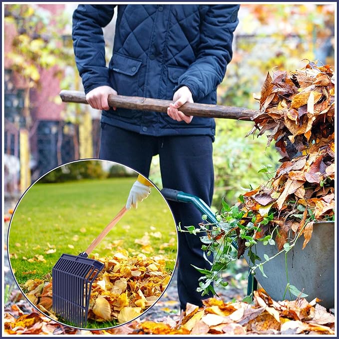 Lasnten Manure Fork Replacement Head, 18 Tines Pitchfork Head with Screws and Nuts, Horse Manure Rake for Picking up Grass and Hay (Navy,2 Pcs)