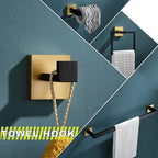 Bathroom Towel Bar Holder Sets Black and Gold 4-Piece Bathroom Hardware Set Stainless Steel Bath Accessories Kit. Wall Mounted,23.6 Inch