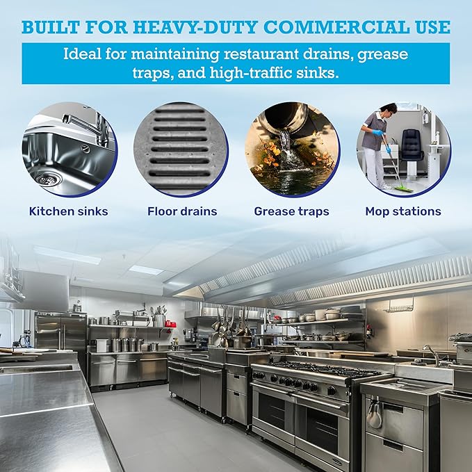 Drain Cleaner & Maintenance - Keeps Drains, Pipes, & Grease Traps Clean and Flowing Smoothly - Eliminates Odors - Non-Toxic & Pesticide-Free - Septic-Friendly - Made in USA