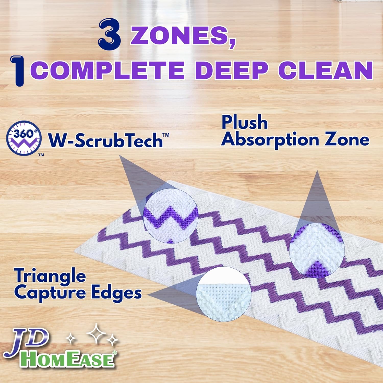 24 Pack Microfiber Power Mop Pads for Swiffer Power Mop only, Disposable Deep Clean Replacement Mopping Pads