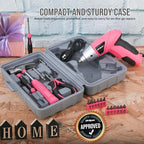 Hi-Spec Electric Screwdriver 19pc 3.6V Pink USB Small Power Screwdriver Set. Cordless & Rechargeable wtih Compact Hand Tool Box Set