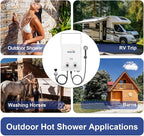 Hillhub Portable Propane Tankless 34,000BTU Water Heater, 1.32GPM Outdoor Shower Water Heater for Camping 5L, Anti-freezing Protection