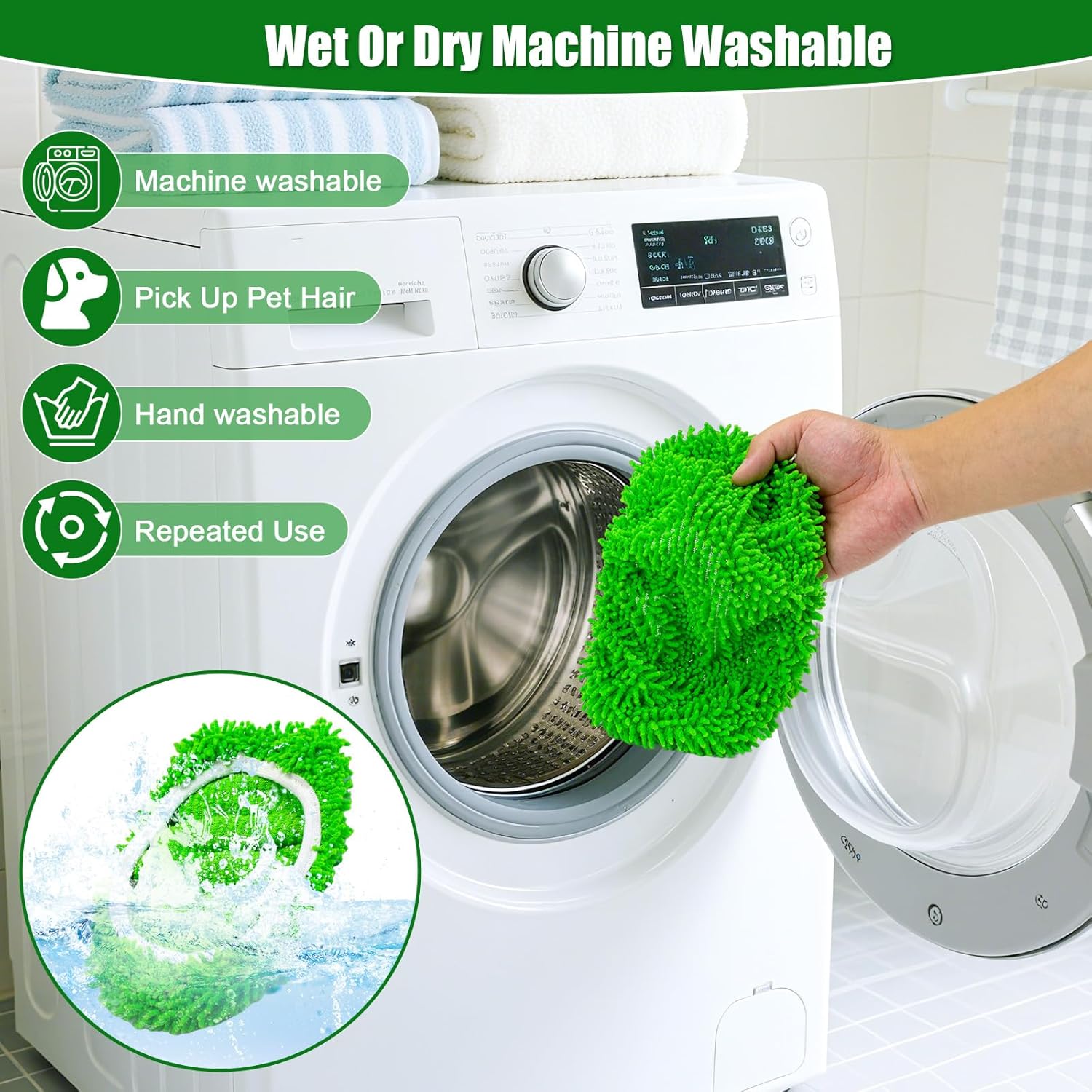 Reusable Dry Wet Mop Pads Refills for Swiffer Sweeper Mop Microfiber Replacement Sweeping Cloths Floor Cleaning Mopping Pad (5PCS)