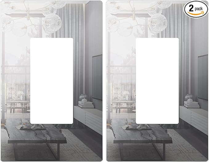 LIDER Decorator Wall Plate, Impact Resistant, Mirrored Acrylic, Plexiglass, Reflective Finish, Screwless Light Switch/Outlet Cover, UL Listed, Mid-Size 1-Gang 4.88" x 3.11", Silver, 2 Pack