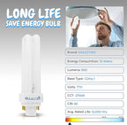 OHLECTRIC 13W Fluorescent Lamp with End-of-Life Protection - G24q-1 Base - Double Tube CFL Lamp - 12000 Hours Average Rated Life - 2700K - Pack of 4 - OL-41882