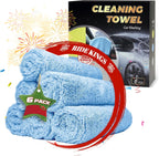 Microfiber Rags Car Interior & Exterior，Car Towels Highly Absorbent，Lint Free and Reusable，Cleaning Rags for House,Kitchen,Bathroom,Office，16"x16"|Blue 6-Pack