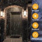 PARTPHONER Modern Outdoor Light Fixtures Dusk to Dawn Outdoor Lighting 2 Pack, 15" Exterior Wall Sconce Waterproof Porch Light, Outside Lamp for House with Water Glass for Garage Doorway