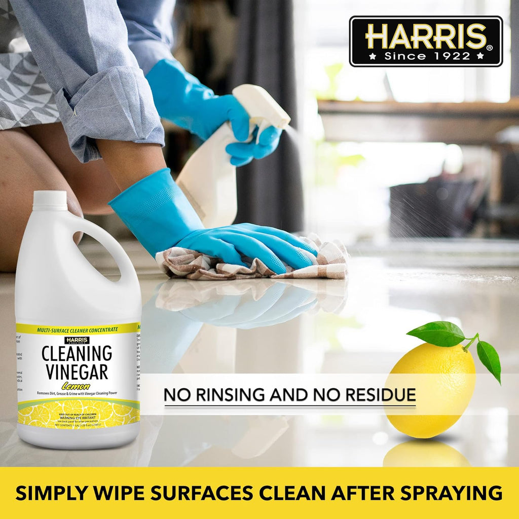 HARRIS Cleaning Vinegar All Purpose Household Multi-Surface Cleaner, 128oz (Lemon) with Easy Pour Funnel Included