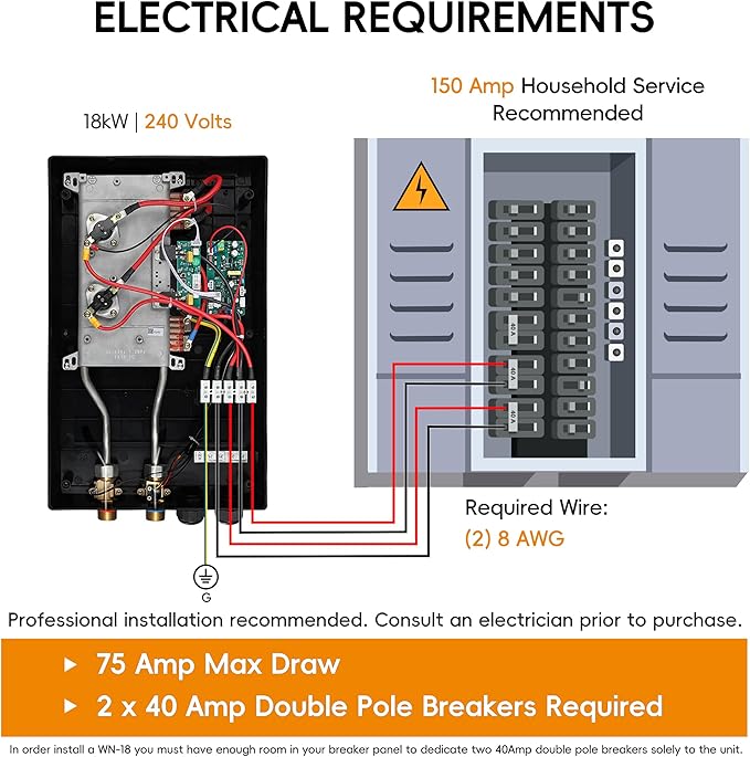18kW Tankless Water Heater Electric 240V WINTEMP, On Demand Instant Hot Water Heater, Up to 4.3 GPM, with LED Temperature Display, Whole House Hot Water Supply, WiFi Control, ETL Certified