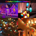 C9 Christmas Replacement Lights Bulbs, 25 Pack Multicolor Ceramic Light Bulbs for Christmas Outdoor Indoor String Light, Xmas Holiday Patio Party Decorations(E17 Socket Base 7w)