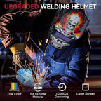 ARCCAPTAIN Welding Helmet Auto Darkening, 1/1/1/1 True Color Welding Hood, 4 Arc Sensor 1/25000s Response Time Solar Powered Weld Hood Helmet HSH-S800 Skeleton Knight