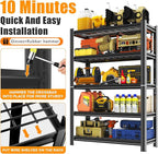 72" H Heavy Duty Garage Shelving 5 Tier 2500 LBS Storage Shelves Adjustable Industrial Metal Wire Shelf Unit for Garage,Basement,Pantry,Warehouse,Commercial