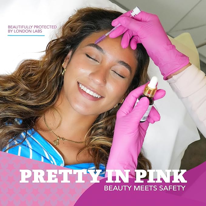4 Mil – Fuchsia Pink Nitrile Gloves – Disposable Latex Free & Powder Free– Chemical Resistant, Pink Rubber Gloves