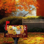 Fall Pumpkin Mailbox Cover Magnetic Autumn Sunflower Maple Leaves Mailbox Cover Standard Size 21 x 18 Inch Thanksgiving Welcome Post Box Covers Wraps Home Garden Decor for Outdoor