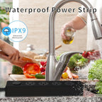 SOLL IPX9 Outdoor Power Strip Weatherproof, Surge Protector Power Strip with 3 Outlet and 3 USB Charging Ports(2 USB C), 5.18FT Extension Cord for Patio, Garden, Bathroom, Kitchen, Garage, Office