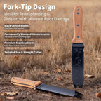 WILLKOMMEN Hori Hori Garden Knife- Garden Tools with Oxford Cloth Sheath, 7" Stainless Steel Blade,Full Tang Beechwood Handle, Ideal for Transplanting, Division, Weeding & Root Care (Forked Tip)