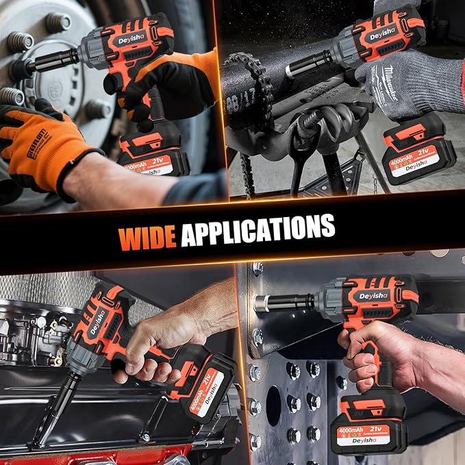 1500N.m (1100Ft-lbs) Cordless Impact Wrench 1/2" Brushless High Torque Impact Wrench with 2x 4.0Ah Batteries, 6 Sockets for Car, RV, Truck Wheel Lug Nuts