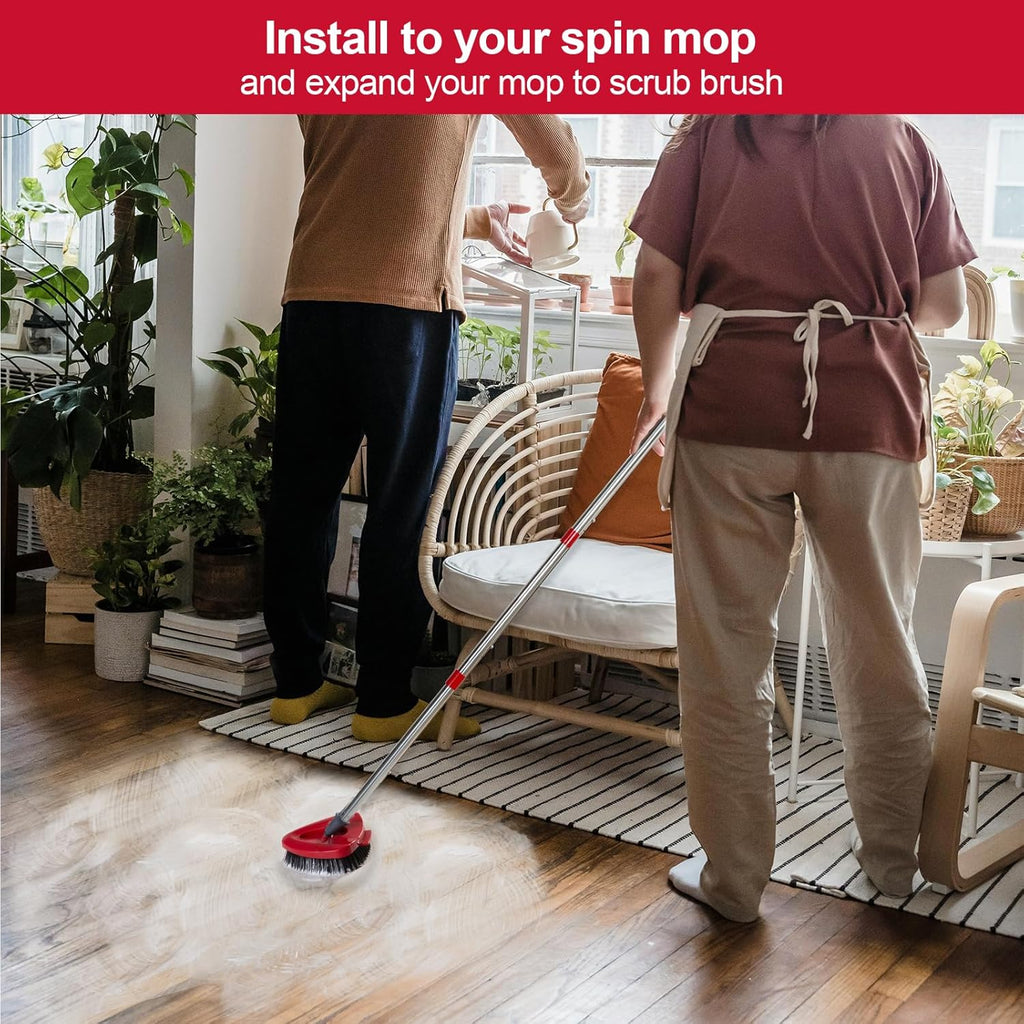 Spin Mop Scrub Brush with Mop Head Base Compatible for O Cedar EasyWring 1-Tank System, Floor Scrubber Mop Head Replacement Cleaning Brush for Bathroom, Kitchen, Tub and Tile, Spin Mop Attachments