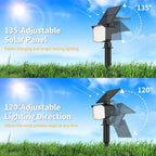 Solar Spot Lights Outdoor Waterproof Adjustable Solar Powered Landscape Lights for Yard 3 Long Time Lighting Modes Spotlights for Pathway Garden Outside Wall Pool Porch- 10 Pack, Warm White