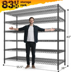 REIBII 83" H Storage Shelves 3840LBS Metal Shelving Unit 6 Tier Wire Shelving Commercial Adjustable Garage Shelving Heavy Duty for Storage Rack for Pantry, Garage, Kitchen, 83" H x 55.5" W x 18" D