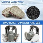 Reusable full Face Cover, Full Face Respirator Mask, Organic Vapor Gas Mask with Activated Carbon Filters Anti-fog Gas Cover Against Dust Fume for Painting, Polishing, Welding, Staining, Cutting