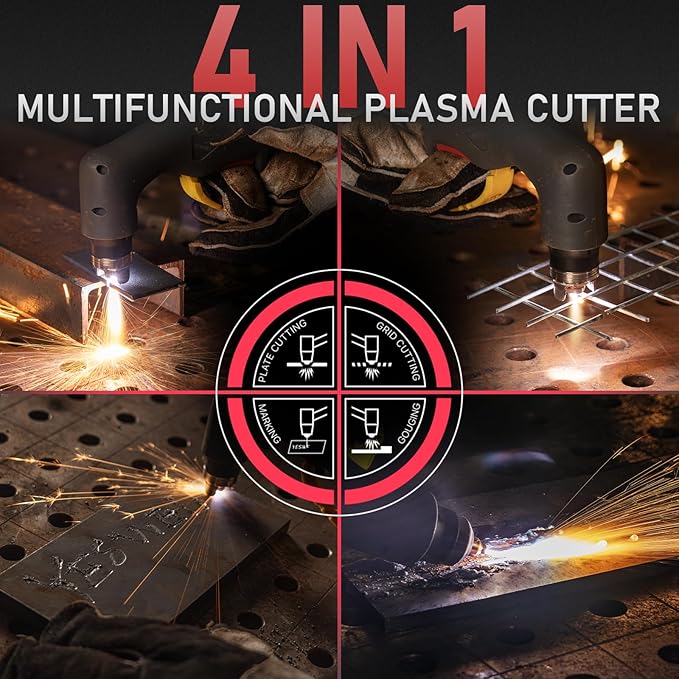 YESWELDER CUT-55DS NHF PLUS Plasma Cutter, 55Amp 110V/220V Non-High Frequency Non-Touch Pilot Arc 4-In-1 Plate Cutting/Grid Cutting/Gouging/Marking Multifunctional Plasma Cutting Machine